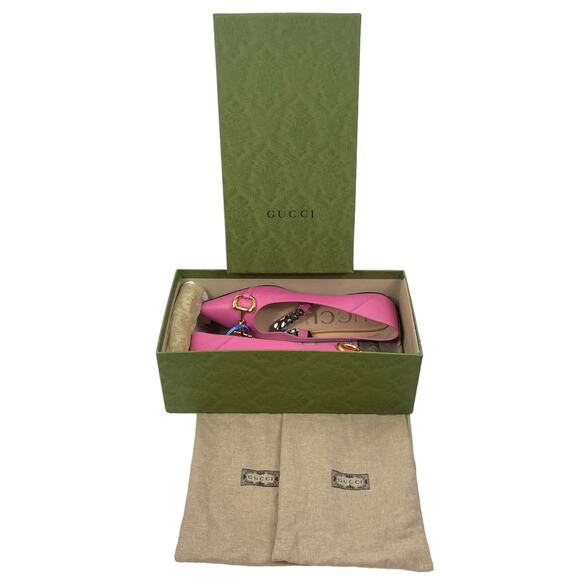 Gucci Horsebit Pointed Toe Mary Jane Ballet Flats Pink Size 38.5 - Picture 13 of 13